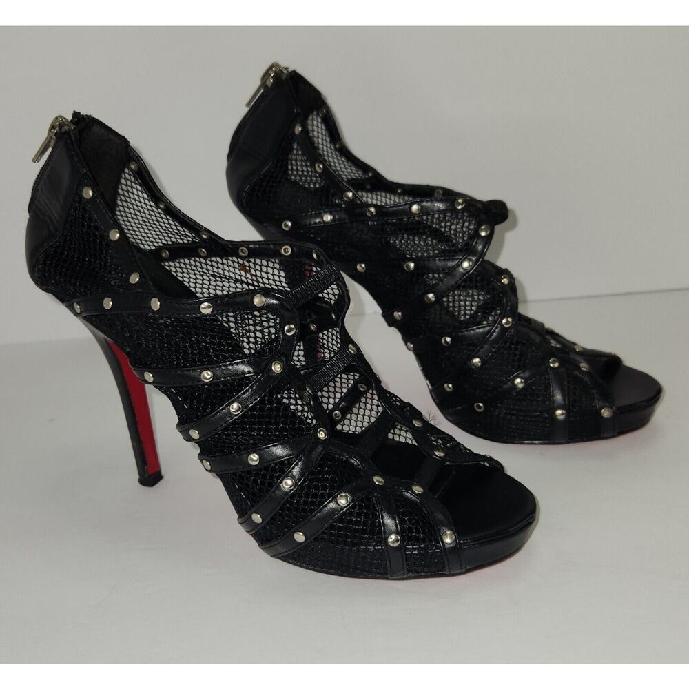 Bumper Stiletto Heels Pumps Women's 8.5 Black Studded Netting Dancer Stripper